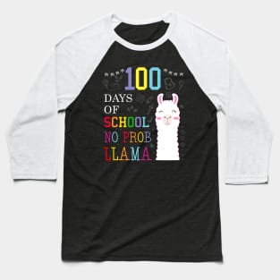 Happy 100th Days of School No Prob Llama Baseball T-Shirt